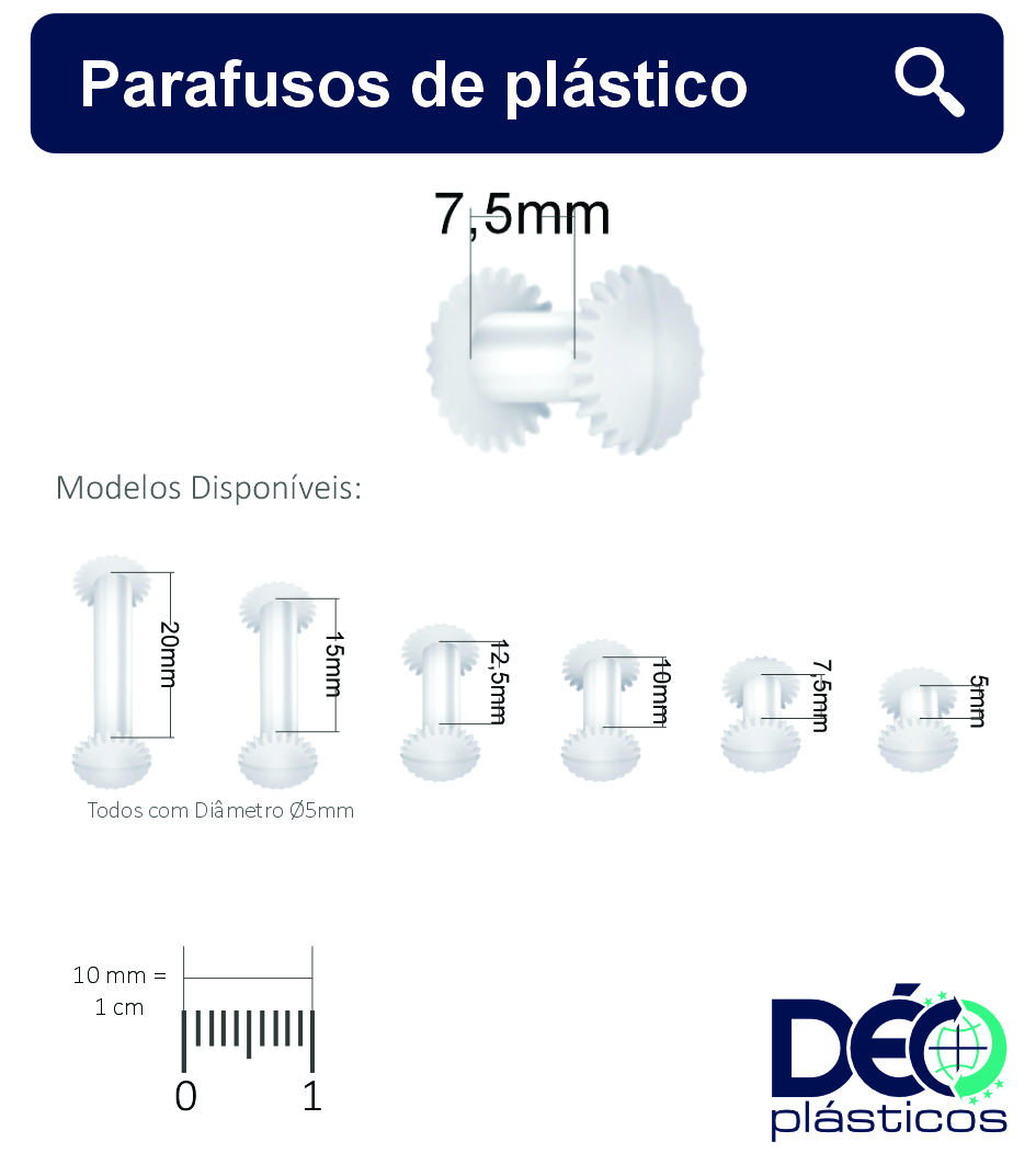 Parafuso De Plástico 07,5 MM _ Ref 927