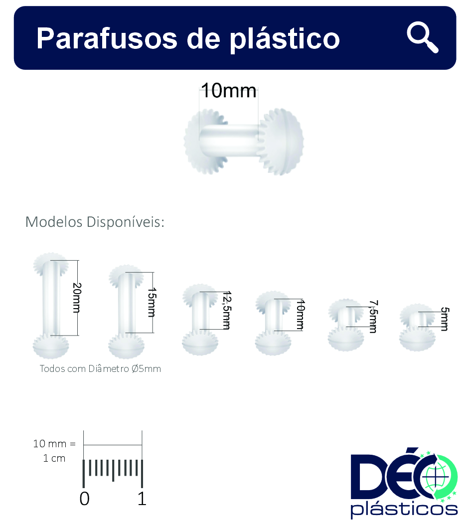 Parafuso De Plástico 10 MM _ Ref 928