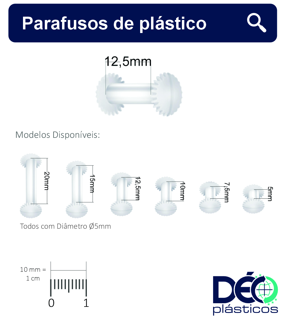 Parafuso De Plástico 12,50 MM _ Ref 919 