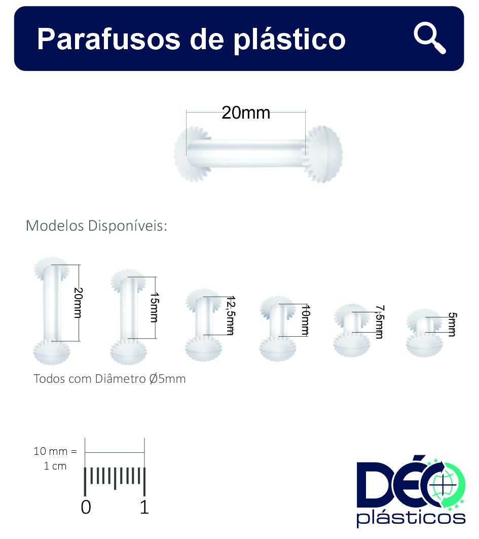 Parafuso De Plástico 20 MM _ Ref 930
