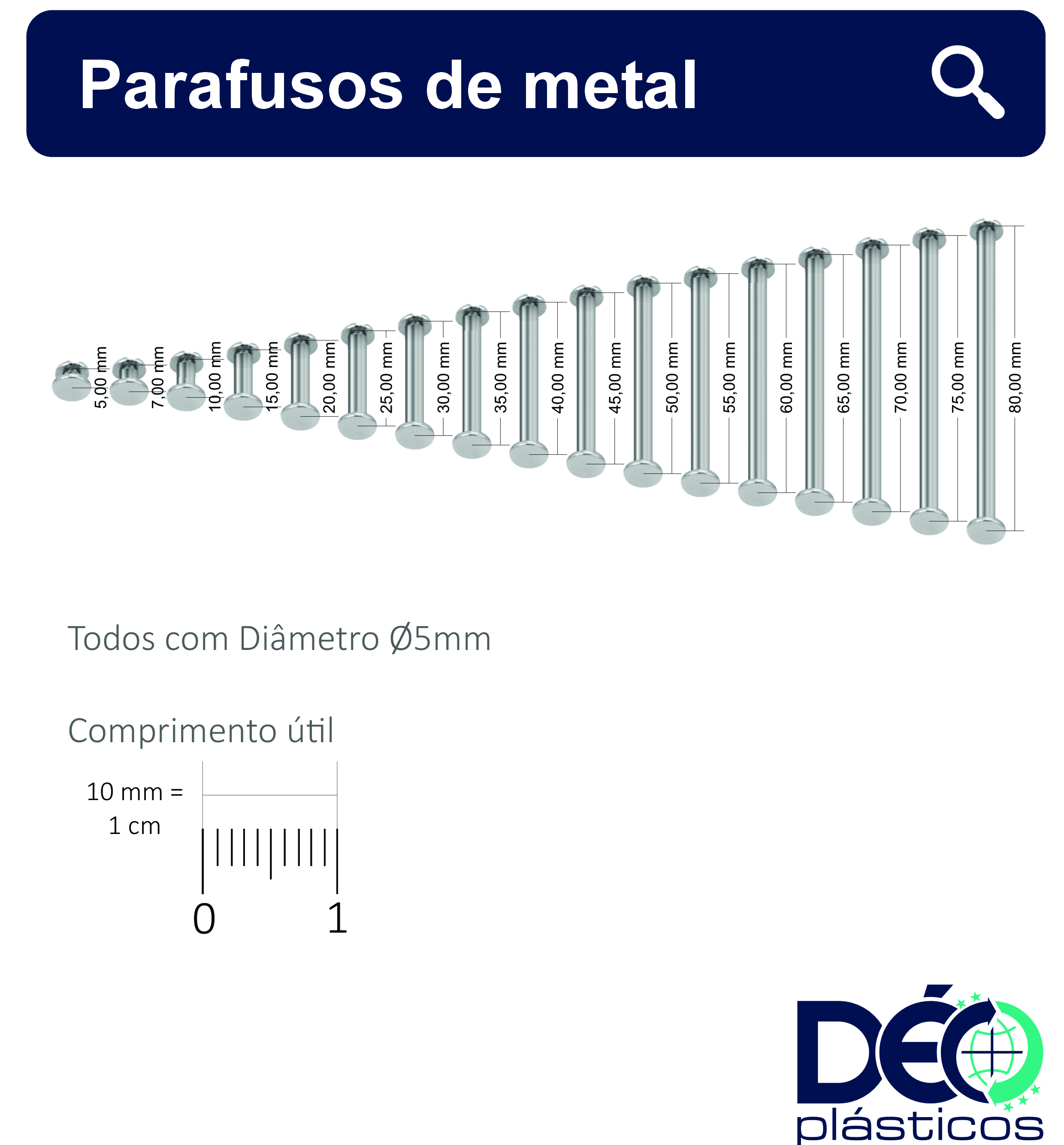 Parafuso de Metal 07mm Pacote com 20 unid...